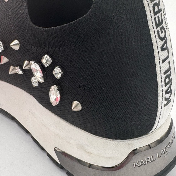 Karl Lagerfeld Paris ‘Malna’ Slip-On Black and White Playful Sneakers - Picture 9 of 9